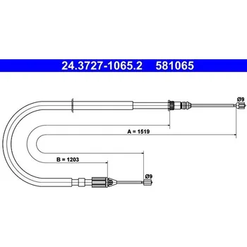 Lanko parkovací brzdy Tažné lanko, parkovací brzda ATE 24.3727-1065.2