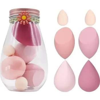 Make-up Houbička na make-up pro suché i mokré použití | kosmetická potřeby 6 ks - růžový