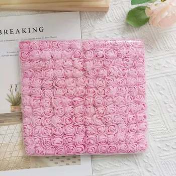 umělá květina Umělé růže s drátkem | pěnové květy růží, 144 ks - Růžová