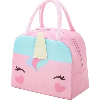 Svačinový box 3d termotaška na oběd s roztomilým designem | izolační taška - Tmavě růžový poník