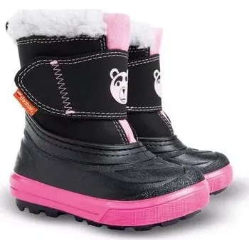 Chlapecká zimní obuv DEMAR - Dětské zimní sněhule BEAR 1507 B černorůžové