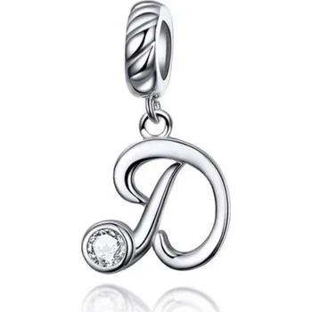 Přívěsek Stříbrný přívěsek korálek na náramek - písmeno D