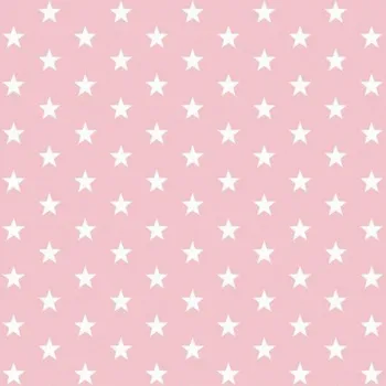 Pro Háčkování Popelín bílé hvězdičky na světle růžové