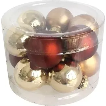 Vánoční dekorace Sada skleněných baněk hnědá 2 cm, 12 ks 19010