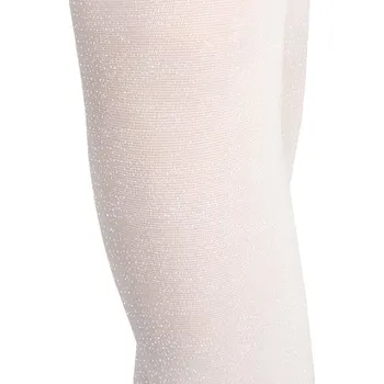 Dívčí tričko NOVITI RM010-G-01 Rajstopy micro 40den białe z brokatem 140/146