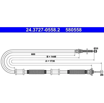 Lanko parkovací brzdy Tažné lanko, parkovací brzda ATE 24.3727-0558.2
