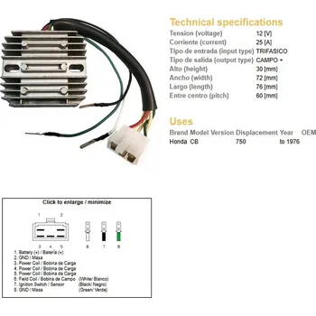 Elektroinstalace pro motocykl DZE REGULÁTOR NAPĚTÍ HONDA CB 750 FOUR -'76