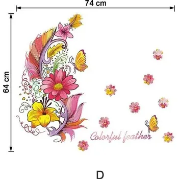 Samolepící dekorace Dekorace na zeď | nálepka na zeď, styl pírko - D
