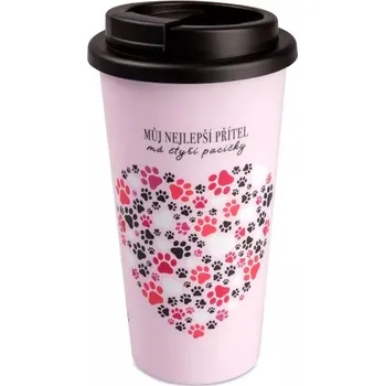 Albi Cestovní hrnek 470 ml - Tlapky růžový