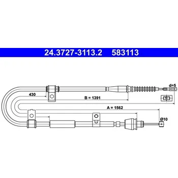 Lanko parkovací brzdy Tažné lanko, parkovací brzda ATE 24.3727-3113.2