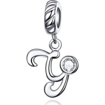 Přívěsek Stříbrný přívěsek korálek na náramek - písmeno Y