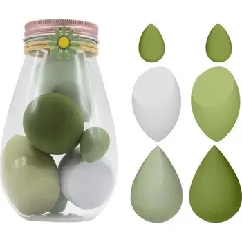 Make-up Houbička na make-up pro suché i mokré použití | kosmetická potřeby 6 ks - zelený