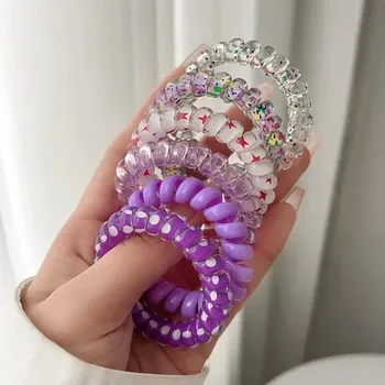 Sada elastických spirálových gumiček do vlasů | Vlasové doplňky 6 ks - fialová smíšená