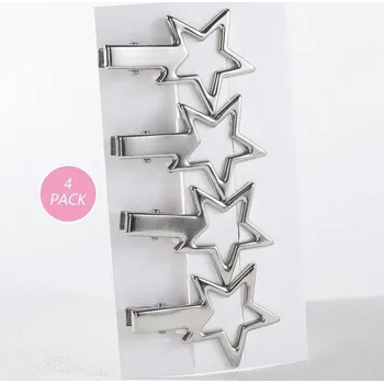 Sponky do vlasů s kovovým designem | klipy na vlasy 4 ks - velká hvězda