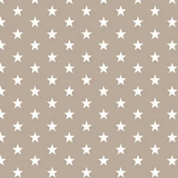 Pro Háčkování Popelín bílé hvězdičky na béžové