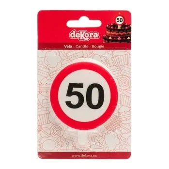 Dortová svíčka Svíčka na dort 6,3cm dopravní značka číslo 50 - Dekora