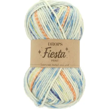 Příze Drops Fiesta PRINT 21 oranžová modrá směs