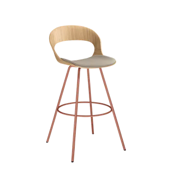 Jídelní židle Barová židle LOTUS-12-L-N13 (čalouněný sedák, podnož cihlově červená PANTONE 17-1532 TCX)