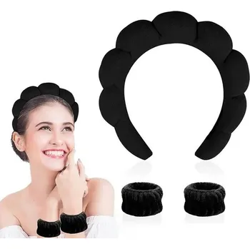 Čelenka Měkká kosmetická čelenka na vlasy | potřeby na líčení 1+2 ks - černý