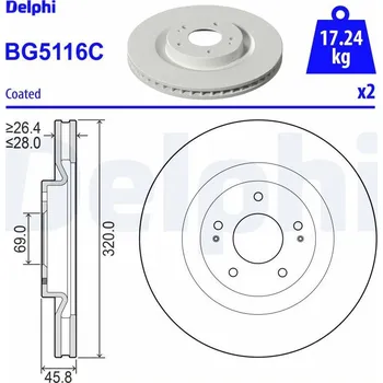 Brzdový kotouč Brzdový kotouč DELPHI BG5116C