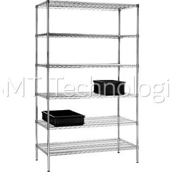 Dílenský regál ESD ocelový drátěný policový regál, 6 plochých drátěných polic, - 100104001715