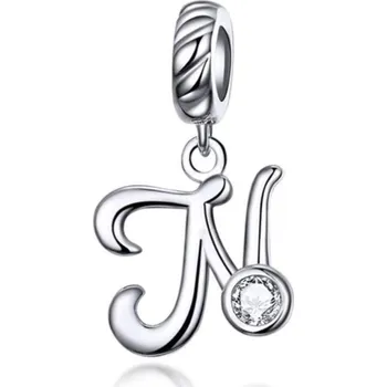 Přívěsek Stříbrný přívěsek korálek na náramek - písmeno N