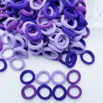 Elastické dětské gumičky do vlasů | Dětské doplňky 100 ks - fialová smíšená