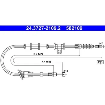 Lanko parkovací brzdy Tažné lanko, parkovací brzda ATE 24.3727-2109.2
