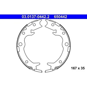 Brzdová čelist Sada brzdových čelistí, parkovací brzda ATE 03.0137-0442.2