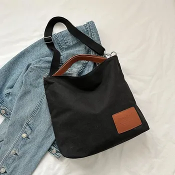 Kabelka Velká plátěná taška | Módní kabelka - černý