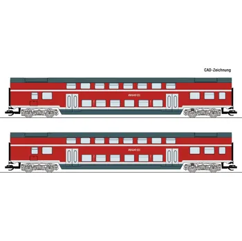 Modelová železnice ROCO 6280009 TT Dvoupatrový osobní vagon DB-AG Ep. VI . Sada 2ks