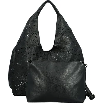 Módní koženková sada kabelek přes rameno a crossbody Saga, černá