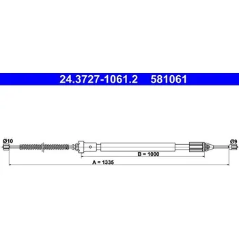 Lanko parkovací brzdy Tažné lanko, parkovací brzda ATE 24.3727-1061.2