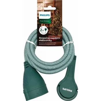 Prodlužovací kabel Kabel prodlužovací Philips 1x zásuvka, 2m - zelený