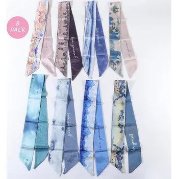 Šátek Hedvábný šátek do vlasů s mašlí | módní doplněk - 8 ks shan shui