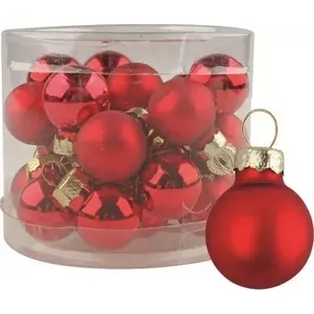 Vánoce Sada skleněných baněk červených 2cm, 12 ks 3594