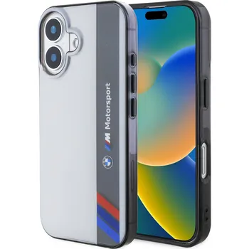 Pouzdro na mobilní telefon BMW IML Motorsport Vertical Stripe Zadní Kryt pro iPhone 16 Plus Šedý