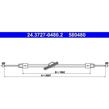 Lanko parkovací brzdy Tažné lanko, parkovací brzda ATE 24.3727-0480.2