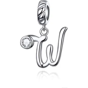 Přívěsek Stříbrný přívěsek korálek na náramek - písmeno W