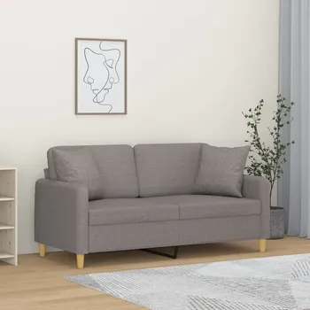 Pohovka vidaXL 2místná pohovka s polštáři 140 cm textil [3200913] Barva: taupe