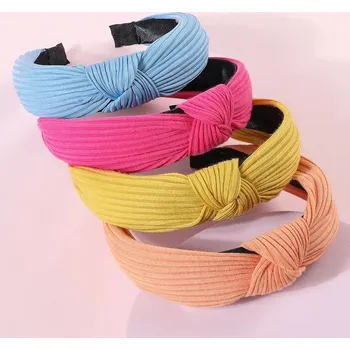 Čelenka Pletené čelenky pro ženy a dívky | Módní doplňky 4 ks - modrá žlutá