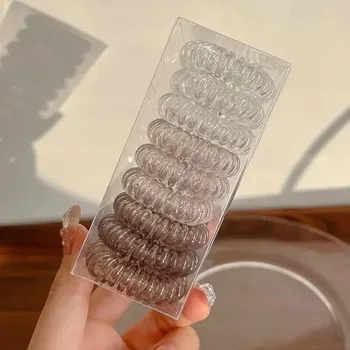 Elastické barevné gumičky do vlasů pro dívky | dívčí doplňky 9 ks - světlá káva čirá