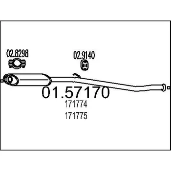 Tlumič výfuku Střední tlumič výfuku MTS 01.57170