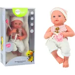 Mamido Panenka Bobas v bílo-růžovém oblečení s dudlíkem a dekou