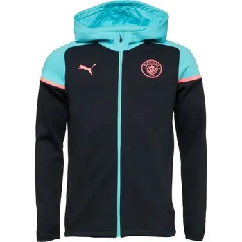 Pánská bunda Puma MCFC CASUALS HOODED JACKET M Černá, Tyrkysová, Růžová