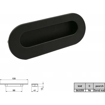 Nábytkové kování MUŠLE MILENA r.96mm černá mat