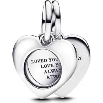 Přívěsek Dvojitý visací přívěsek PANDORA Srdce s lupou a ke gravírování 793671C00