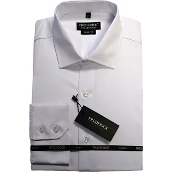 Pánská košile Pánská košile s dlouhým rukávem - střih SLIM - vzor SV01 - bílá barva - 36