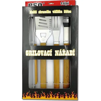 Grilovací sada 4dílná nerez/dřevo ESO 15196