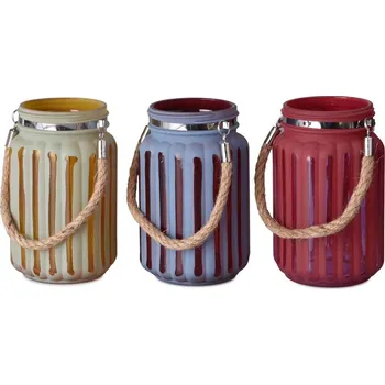 Lucerna Skleněná lucerna – barevný mix, 16,5 × 9,5 cm